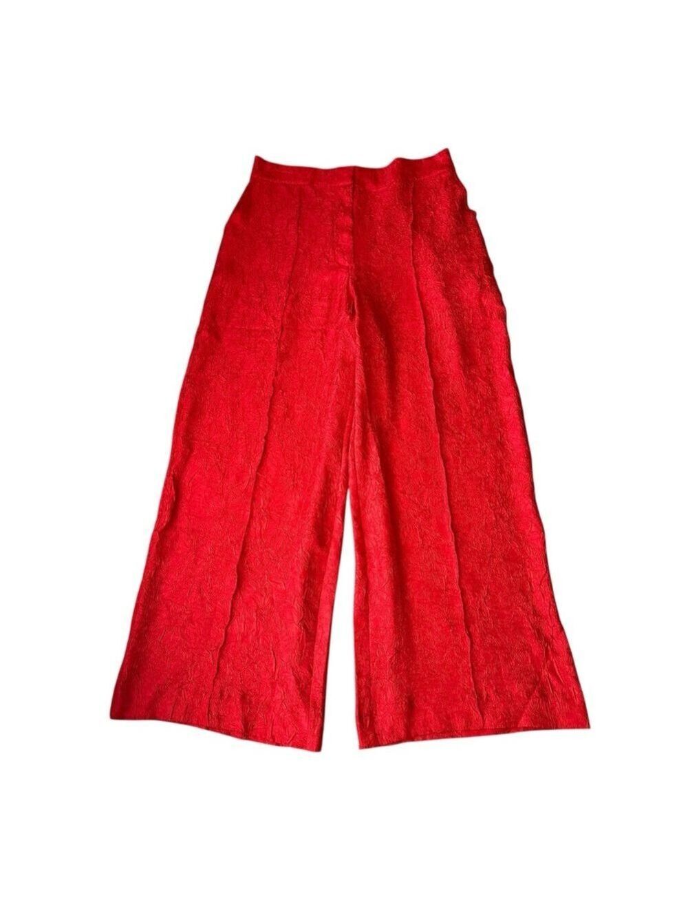 House of Harlow 1960 High Waist Wide Leg Red Satin Crinkle Fabric Pants Size Lrg